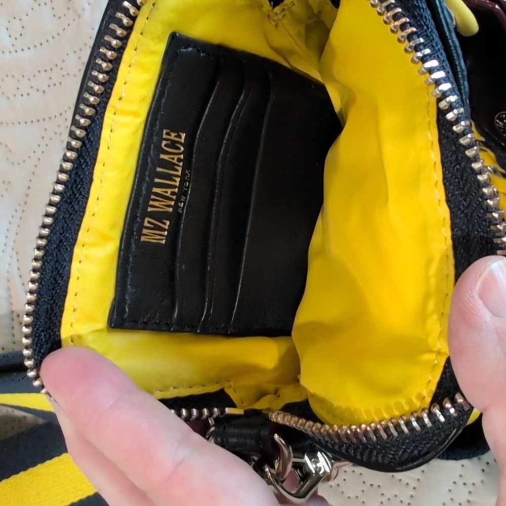 MZ Wallace Quilted Cosby Crossbody Bag with Yellow and Navy Strap - Picture 5 of 9